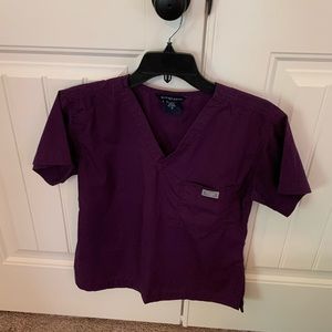 Blue sky Grey Label eggplant scrub top size small